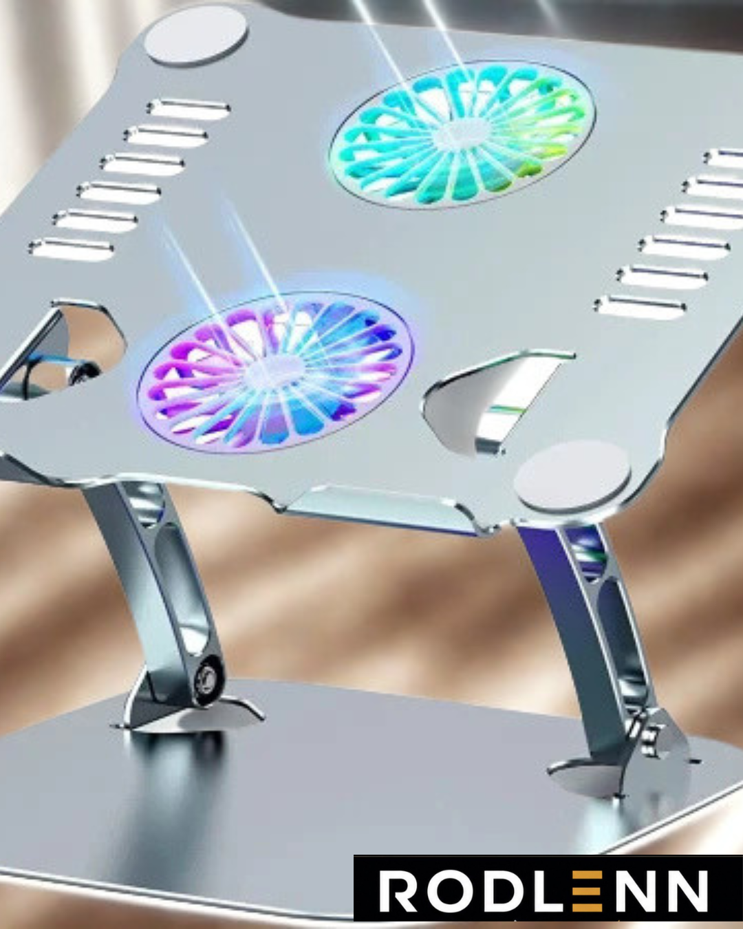 Soporte para Portátil con Doble Ventilador LED Ajustable de Aluminio